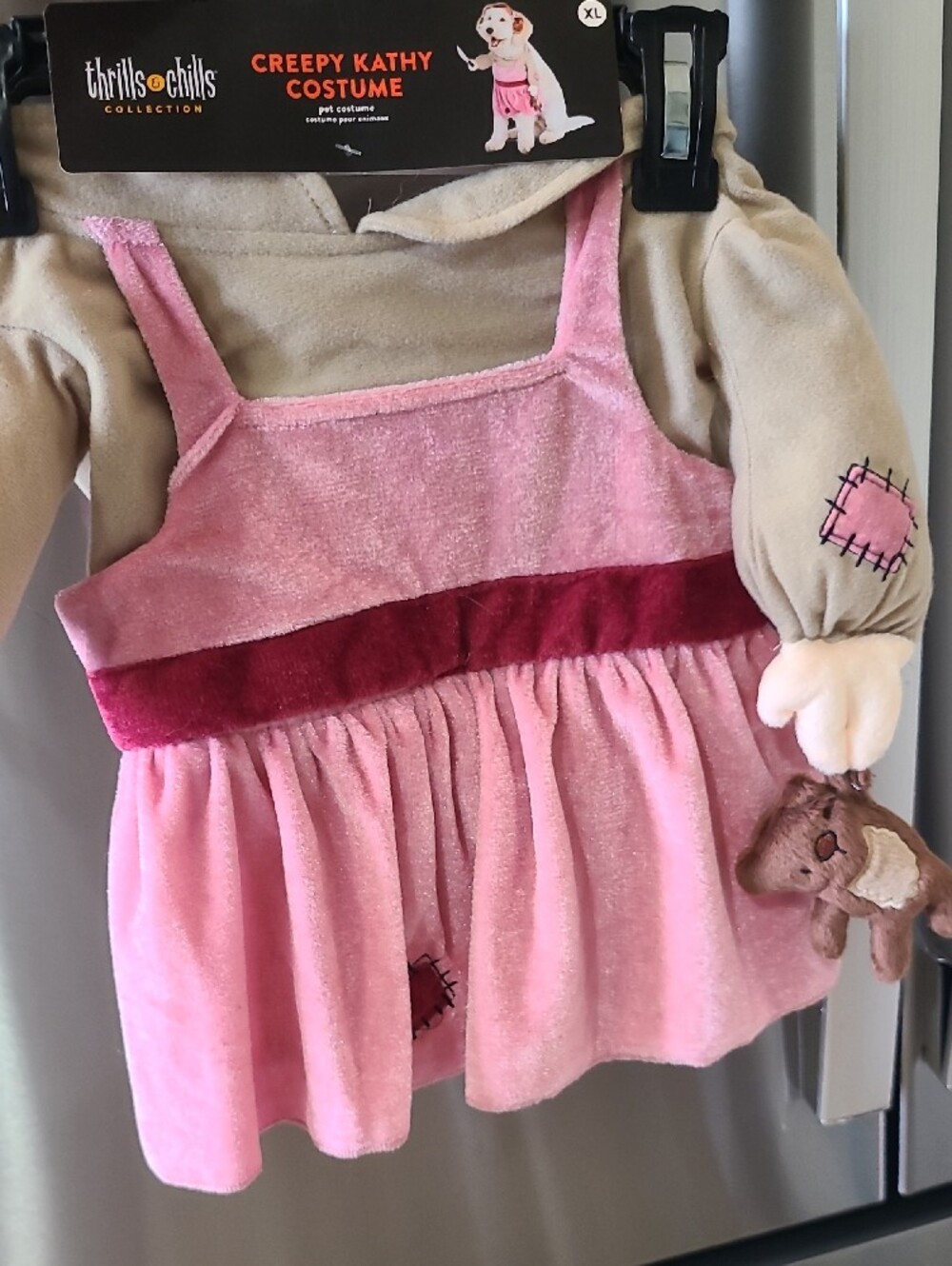 XL Pink And Tan Creepy Kathy Dog Costume - Picture 3 of 7